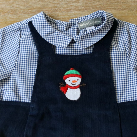 NWOT Petit Confection Baby Boy Blue Corduroy Holiday Snowman One-Piece Outfit 9M - Picture 5 of 10